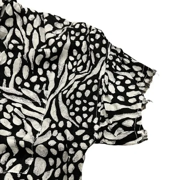 Philosophy Black White Patterned Raw Hem Blouse S - Picture 2 of 5